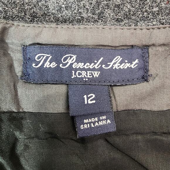 J. Crew Womens Pencil Skirt Double Serge Wool Knee Length 12 Gray Zip Academia - Picture 8 of 11